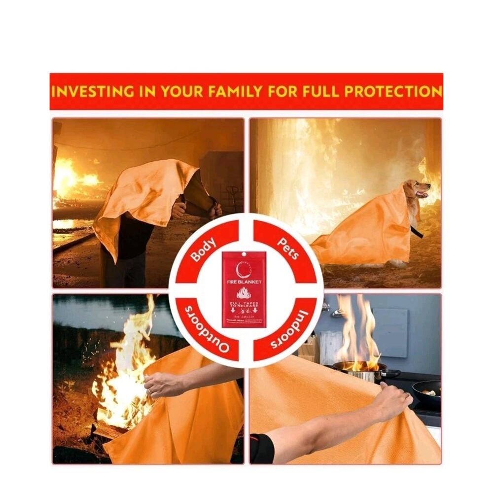 Silicone Fire Blanket Home Kitchen 40"x40" | Emergency Silicon Coated - Picture 5 of 9